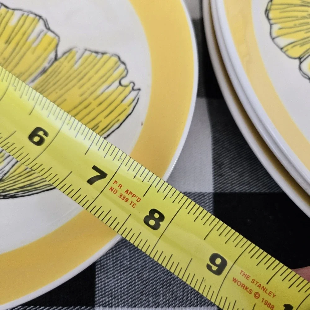 VTG Mikasa Duplex Plates Ben Seibel Duet 4 Dinner & 4 Salad Yellow Floral